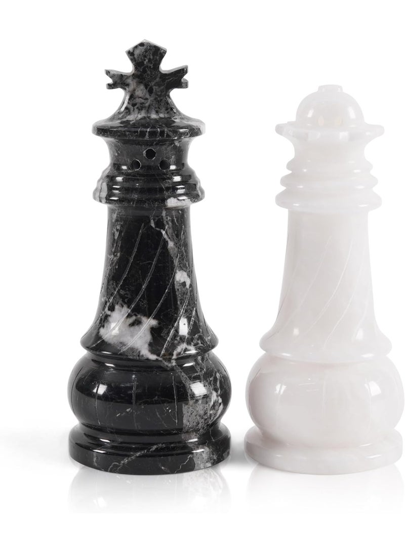 RADICALn Marble Salt and Pepper Shaker Set, Zebra Black & White Handmade Spice Jars & Salt Cellar for Countertop Storage, Elegant Kitchen Décor and Gift Accessory - Image 1